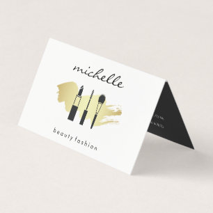 Carte De Visite Beauty Maquillage Or brossé