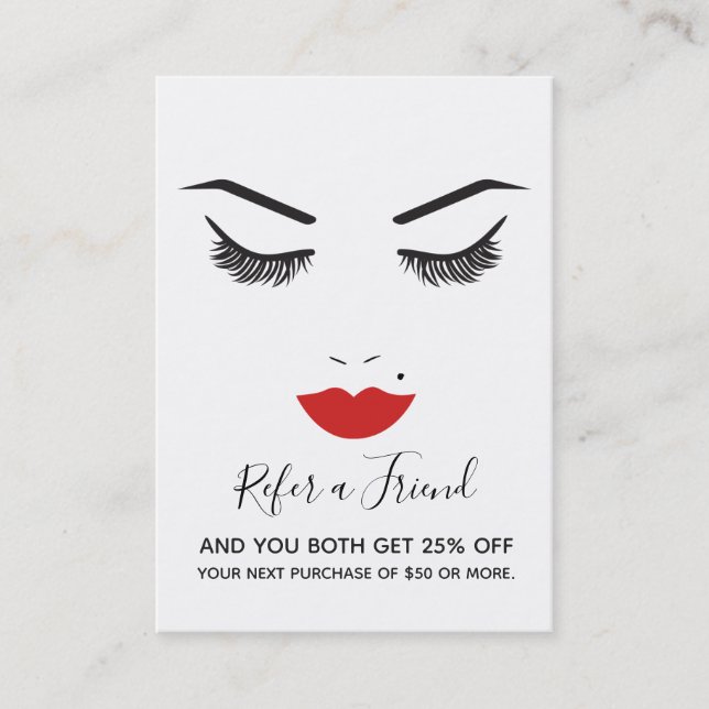 Carte De Visite Beauty Maquillage Visage Lashes Lèvres rouges Salo (Devant)