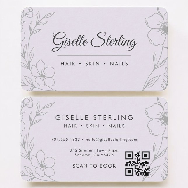 Carte De Visite Beauty Salon Purple QR Code Professional (Créateur téléchargé)
