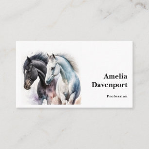 Carte De Visite Beaux Chevaux en Aquarelle