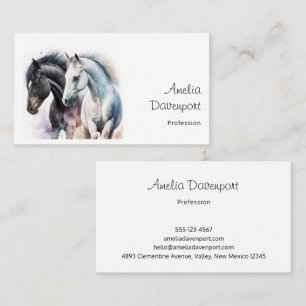 Carte De Visite Beaux Chevaux en Aquarelle
