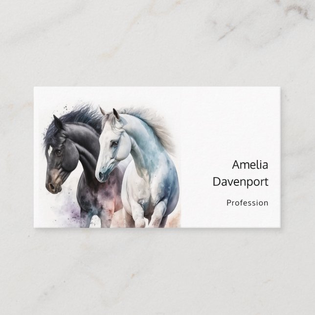 Carte De Visite Beaux Chevaux en Aquarelle (Devant)