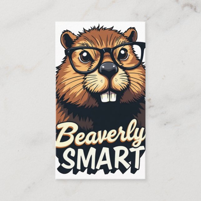 Carte De Visite Beaverly Smart - Drôle Castor avec lunettes Graphi (Devant)