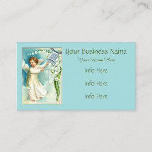 Carte De Visite Bébé Ange Avec Cloche Bleue 
