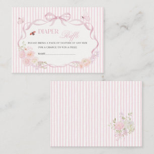 Carte De Visite Bébé aquarelle en fleurs papillon couche loto 