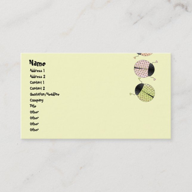 Carte De Visite Bébé Bugs. (Devant)