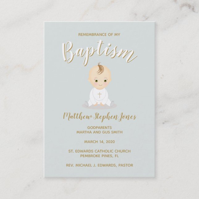 Carte De Visite Bébé de baptême (Devant)