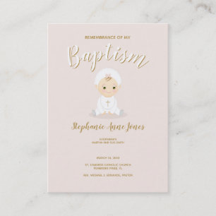 Carte De Visite Bébé de baptême avec le capot