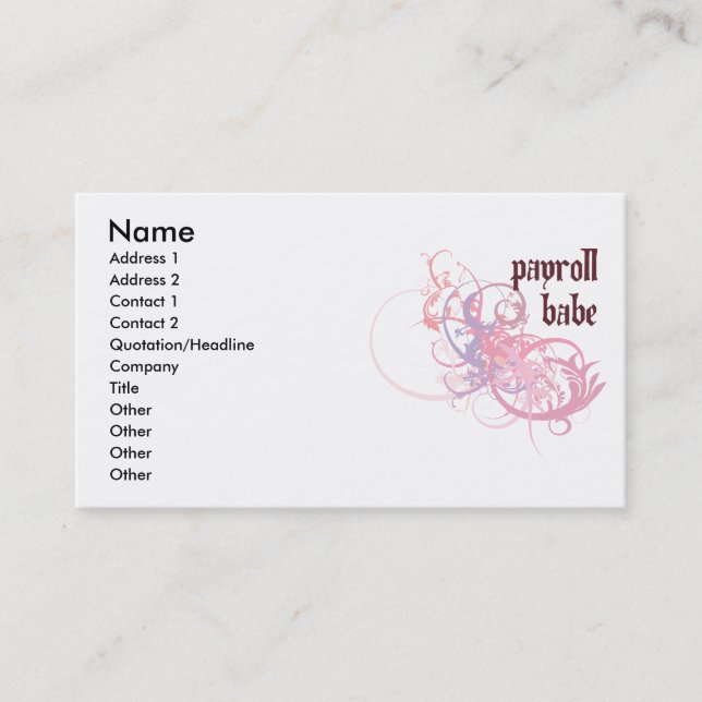 Carte De Visite Bébé de feuille de paie (Devant)