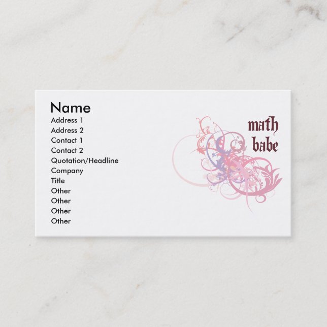 Carte De Visite Bébé de maths (Devant)