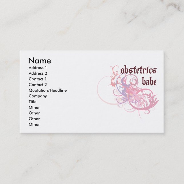 Carte De Visite Bébé d'obstétrique (Devant)