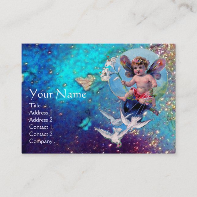 Carte De Visite BÉBÉ FAIRY AVEC DES POIDS EN PERLE verte SPARKLES (Devant)