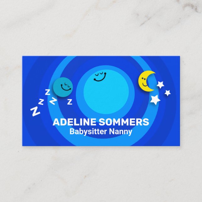 Carte De Visite Bébé mignon dormant La Nounou de la Lune (Devant)