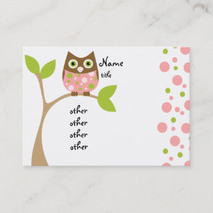 Carte De Visite Bébé rose de hibou