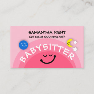 Carte De Visite Bébé rose pâle, garde de la mère de la lune de