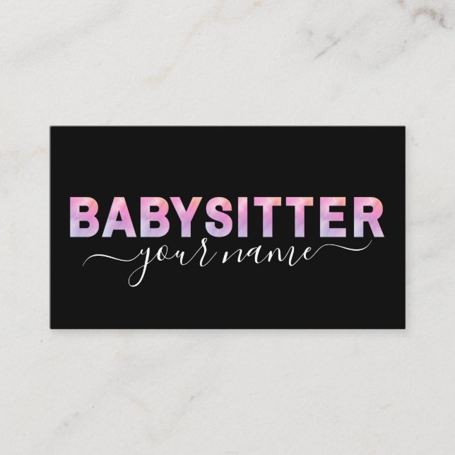 Carte De Visite Bébé Typographie Signature Calligraphie Noir (Devant)
