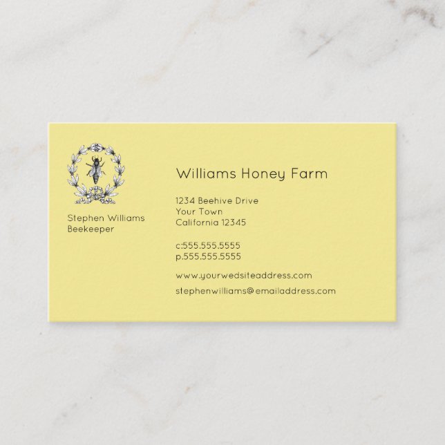 Carte De Visite Bee Bee Keeper Honey Farm | Queen Bee (Devant)