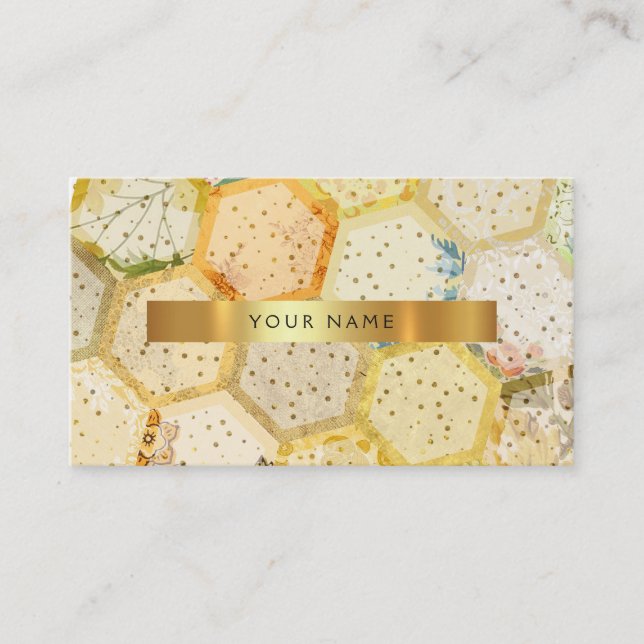 Carte De Visite Bee Gold Honeycomb Beehive Vip (Devant)