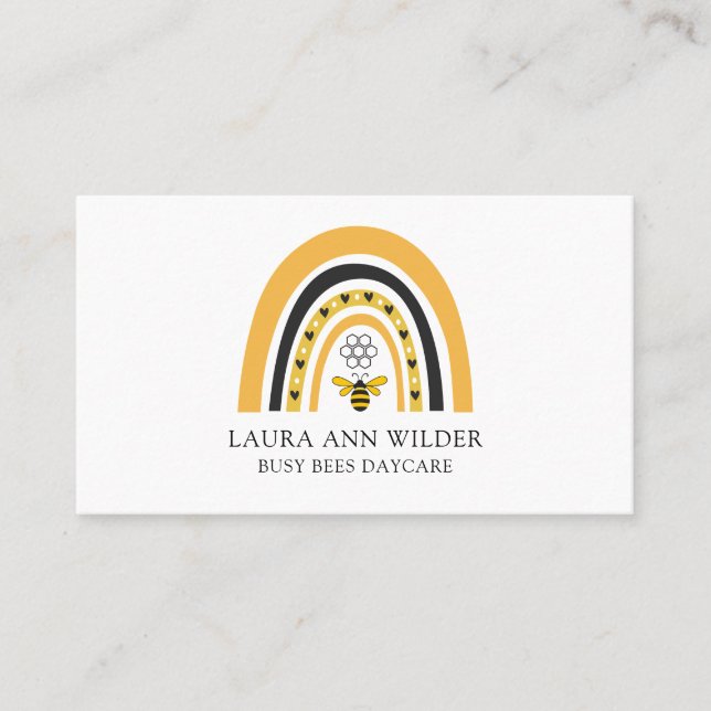 Carte De Visite Bee Rainbow Busy Bees Garderie (Devant)