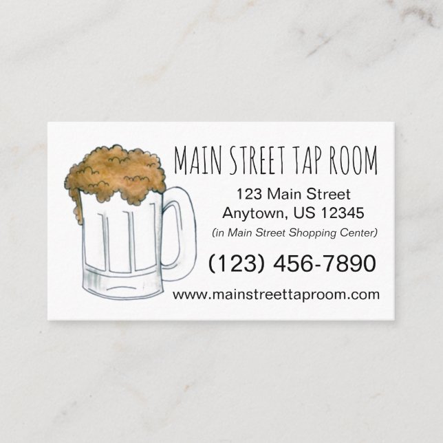 Carte De Visite Beer Mug Ale Bar Tap Room Restaurant Boire (Devant)