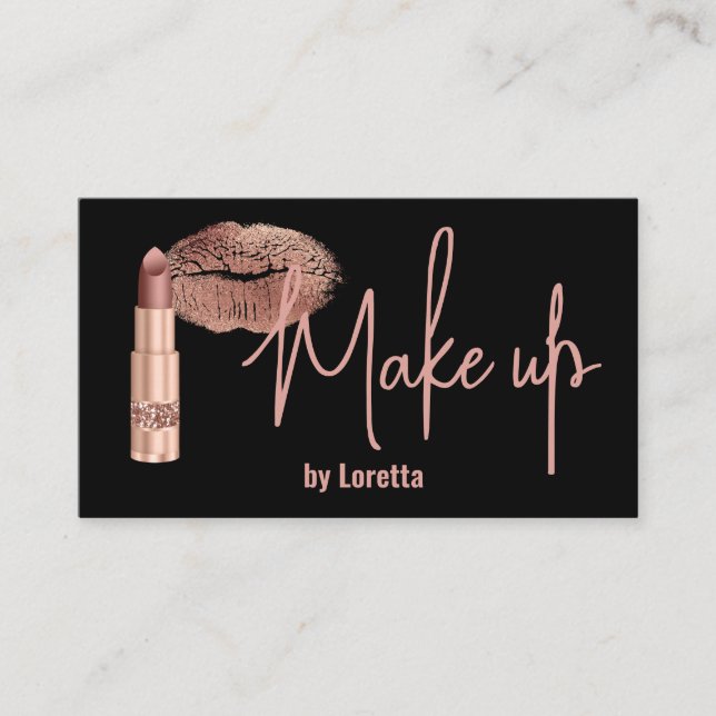 Carte De Visite Beige Black Make up Business Card (Devant)