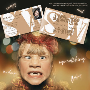 Carte De Visite Beige blanc avec photo et Monogramme Moderne