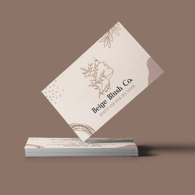 Carte De Visite Beige Blush Beauté Feminine Boutique Maquillage (Créateur téléchargé)