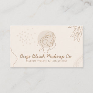 Carte De Visite Beige Blush Calligraphie Beauté visage maquillage