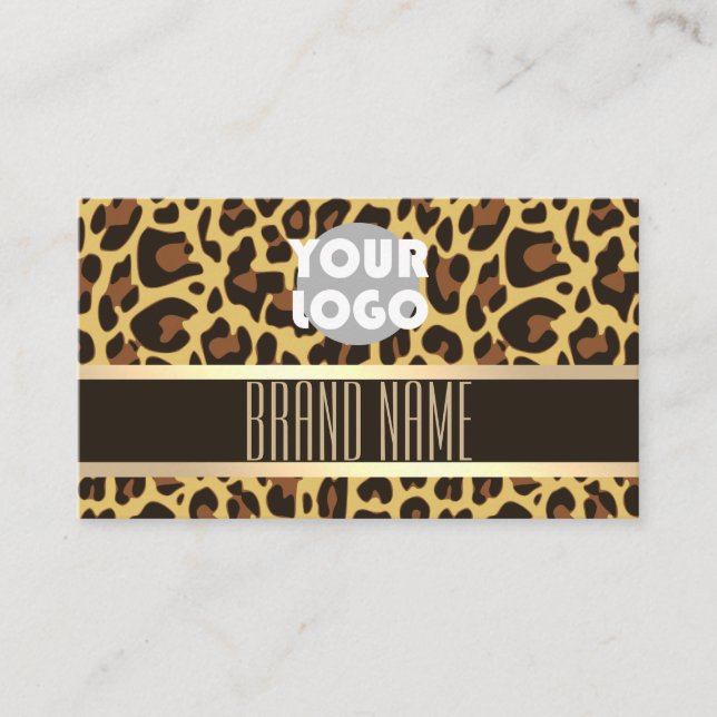 Carte De Visite Beige Brown Leopard Motif classique exceptionnel (Devant)