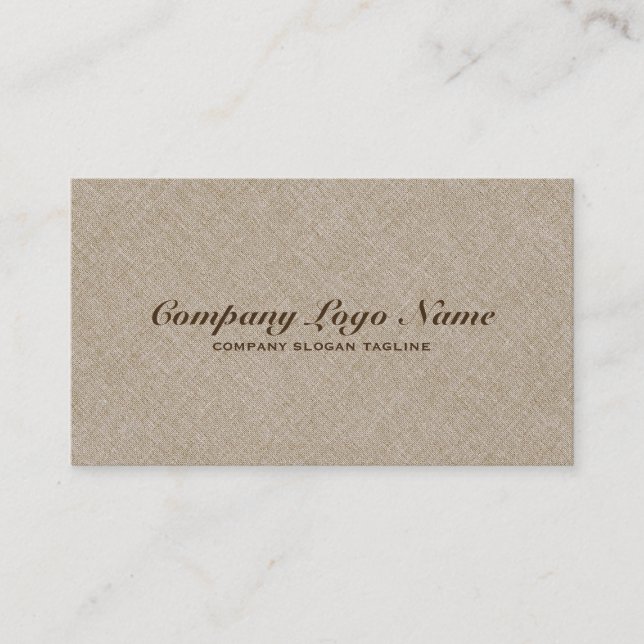 Carte De Visite Beige clair Faux Naturel Linge Brillant Look (Devant)