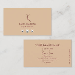 Carte De Visite Beige clair moderne avec Monogramme et Joyaux de l