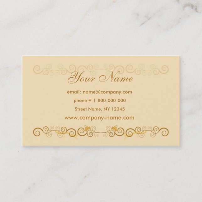 Carte de visite beige floral (Devant)