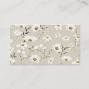 Carte De Visite Beige Script Signature Daisy