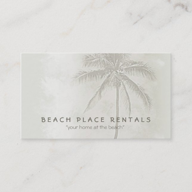 Carte De Visite Beige Tropical Palm Tree (Devant)