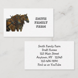 Carte De Visite Belgian Draft Horse Team Business Cards