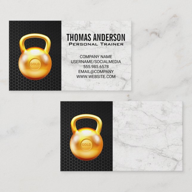 Carte De Visite Bell Kettle Gold | Fibre de carbone en marbre (Devant / Derrière)