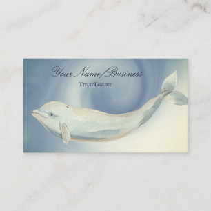Carte De Visite Belle aquarelle Beluga Whale Ocean Beach