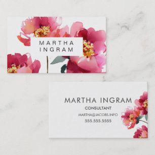 Carte De Visite Belle aquarelle peony design fleur