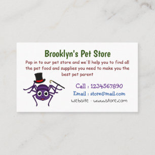 Carte De Visite Belle araignée en haut du chapeau dessin animé