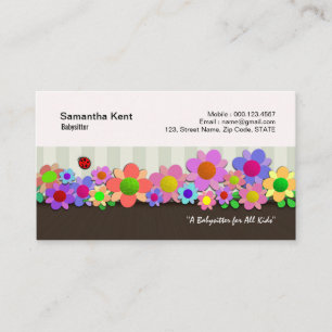 Carte De Visite Belle babysitter de jardin de boîte de fleur