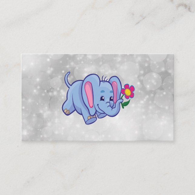 Carte De Visite Belle bande dessinée d'éléphant (Devant)