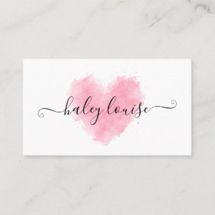 Carte De Visite Belle brosse de coeur rose avec signature