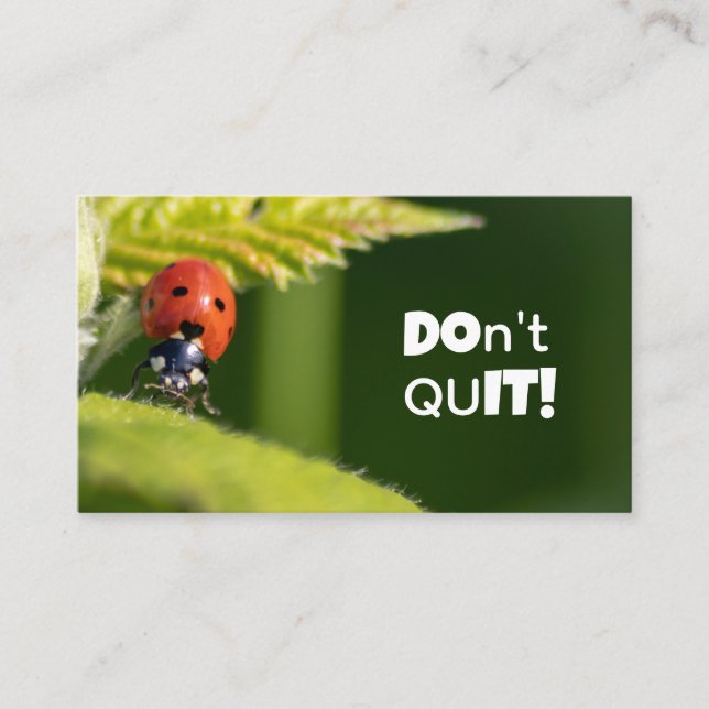 Carte De Visite Belle coccinelle avec citation motivante (Devant)