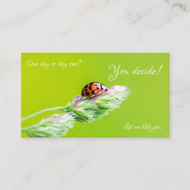 Carte De Visite Belle coccinelle avec une citation de motivation p (Devant)