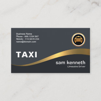 Carte De Visite Belle Courbe aux Faux Gold Wave Élégant Taxi Grey