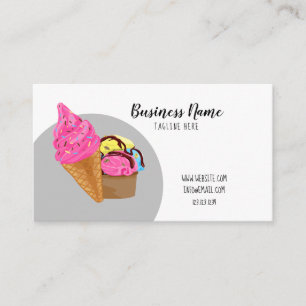 Carte De Visite Belle crème glacée Saupoudrée blanche et rose