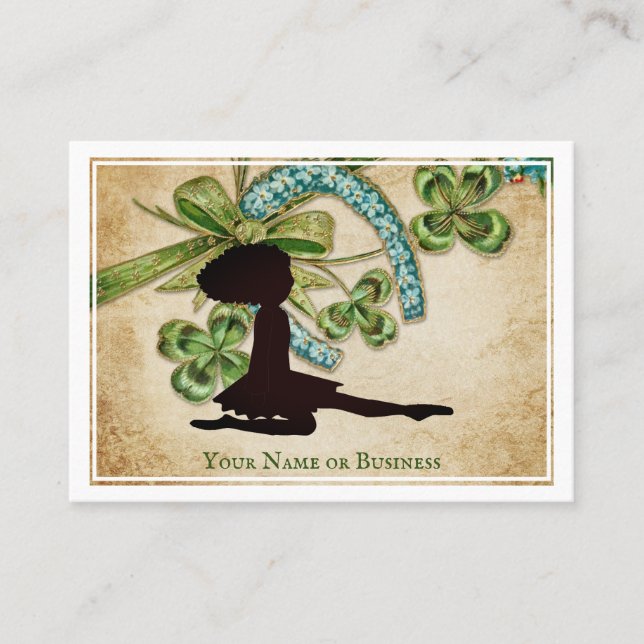 Carte De Visite Belle danseuse irlandaise, Shamrock et fer à cheva (Devant)