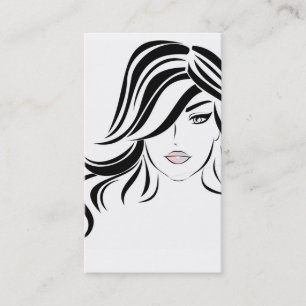 Carte De Visite Belle fille avec l'icône de cheveux onduleux et de
