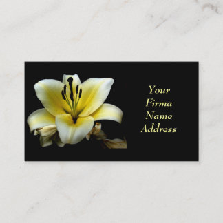 Carte De Visite Belle Fleur Jaune Élégante sur Fond Noir