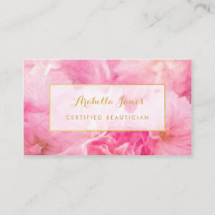 Carte De Visite Belle fleurs roses Floral Certifié Beauticien